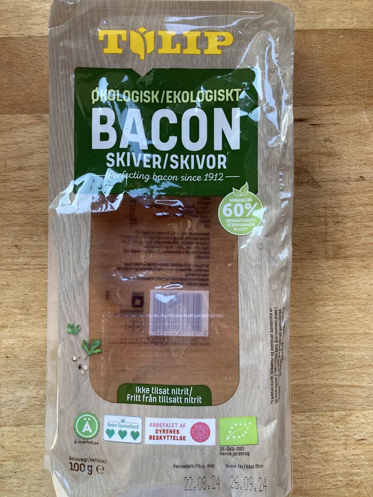 Økologisk/Ekologiskt bacon skiver/skivor