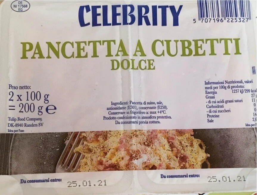 Pancetta a cubetti dolci