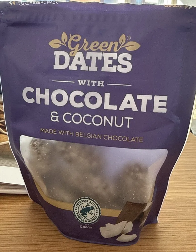Green Dates with Chocolate and Coconut