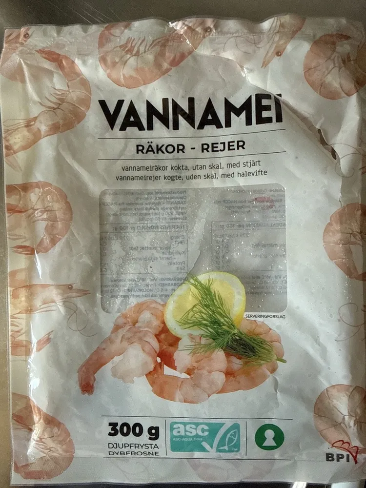 Djupfrysta Vannameiräkor