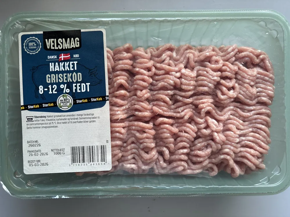 Hakket Grisekød 8-12% 1000G