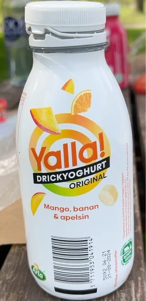 Yalla original drickyoghurt mango, banan & apelsin