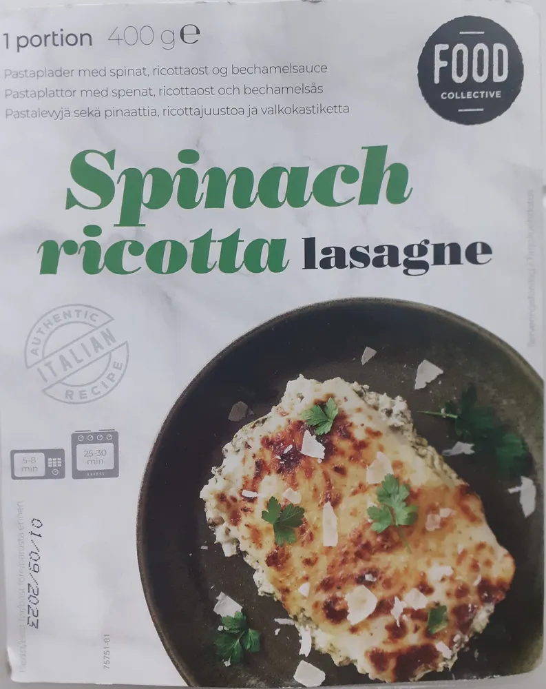 Food Collective Spinach ricotta lasagne