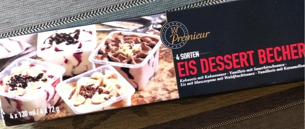 4 Sorten Eis Dessert Becher
