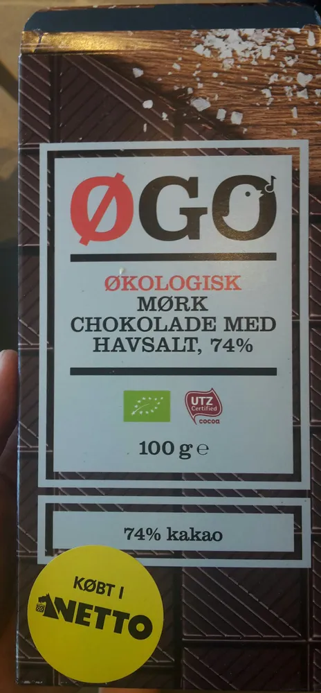 Økologisk mørk chokolade med havsalt, 74%