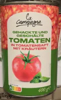 Gehackte und geschälte Tomaten in Tomatensaft mit Kräutern