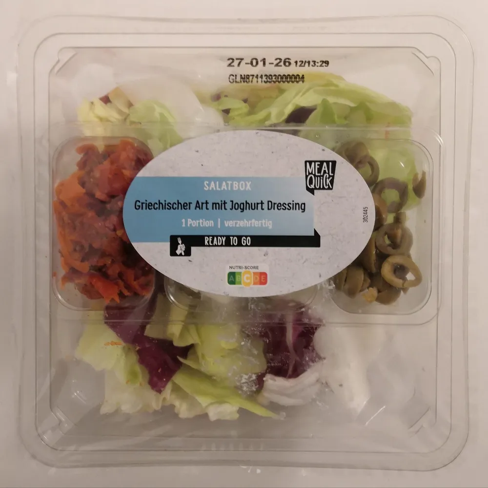 Salatbox Griechischer Art mit Joghurt Dressing