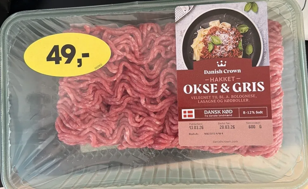 Hakket Okse- og Grisekød 8-12% fedt