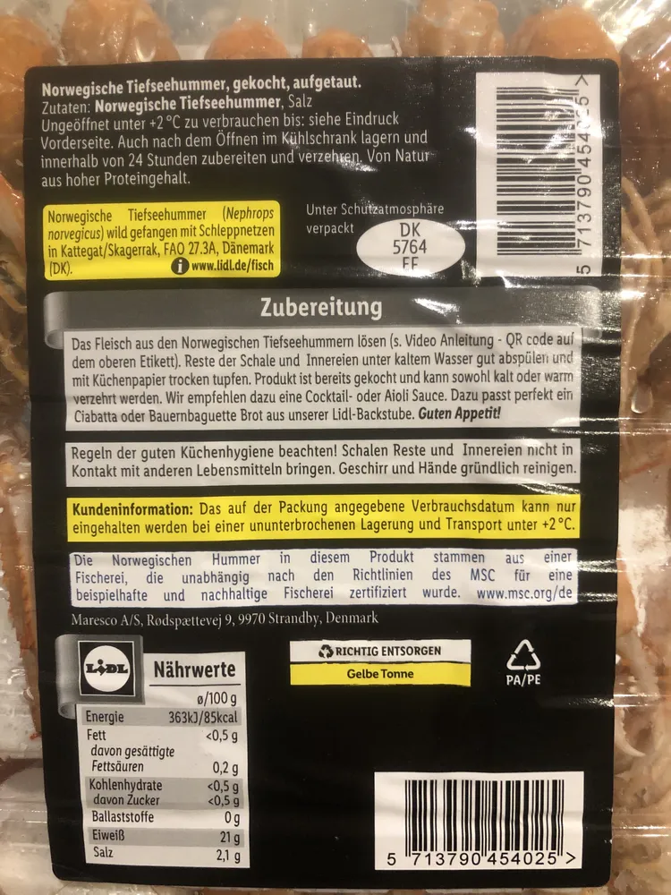 Norwegische Tiefseegarnelen, gekocht, aufgetaut