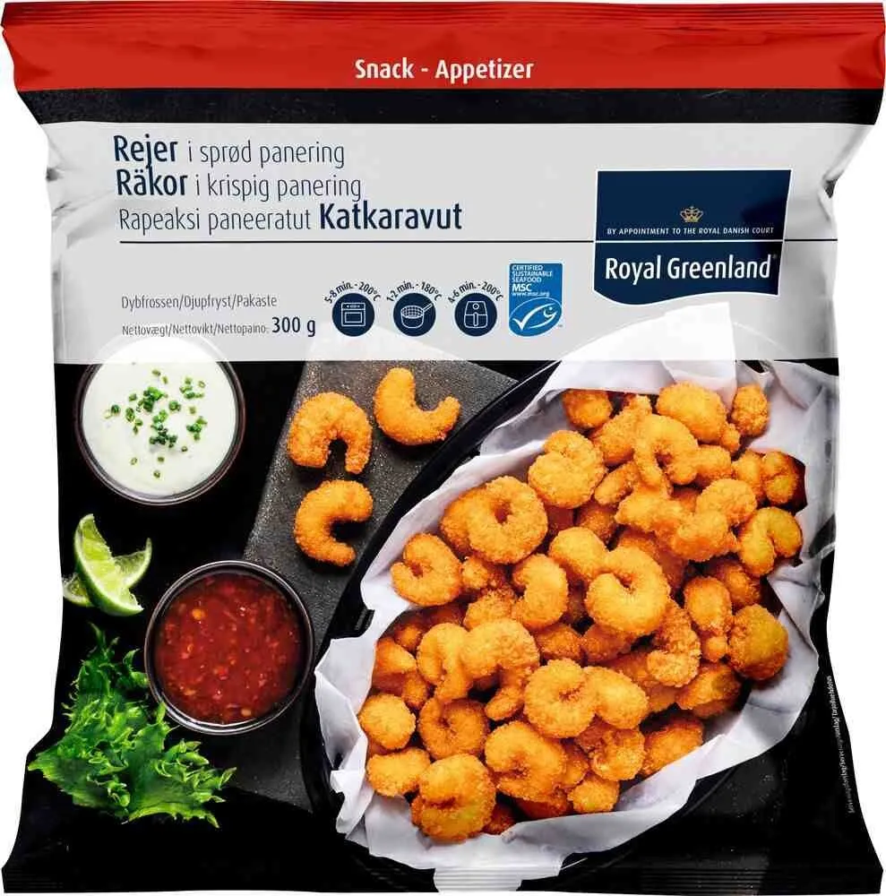 Räkor i krispig panering