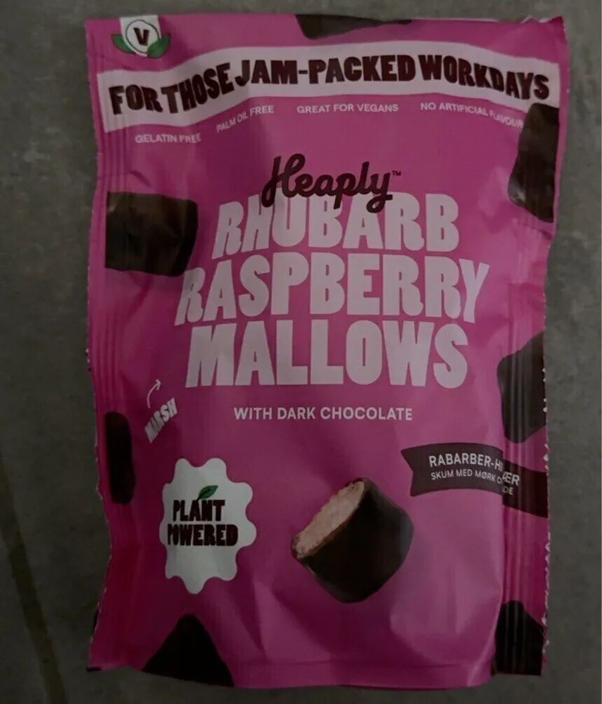 Guimauve végane rhubarbe/framboise enrobée de chocolat