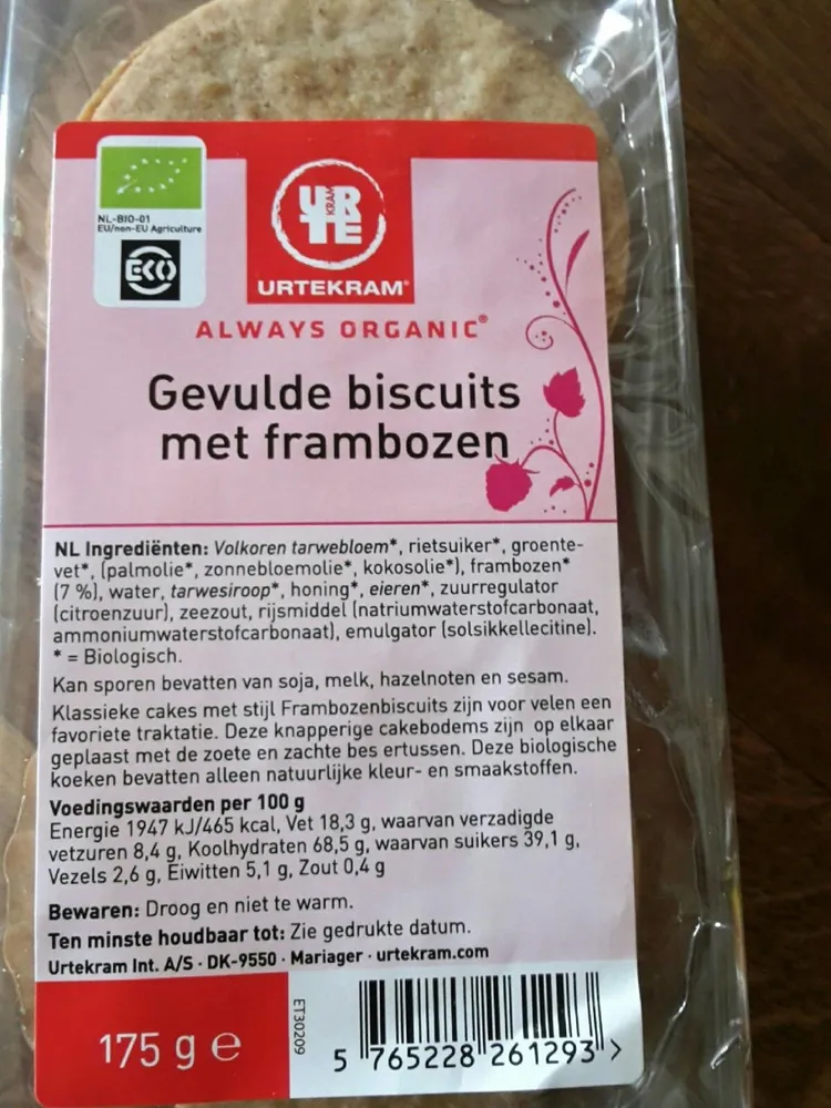 Biscuits bio fourrés aux framboises