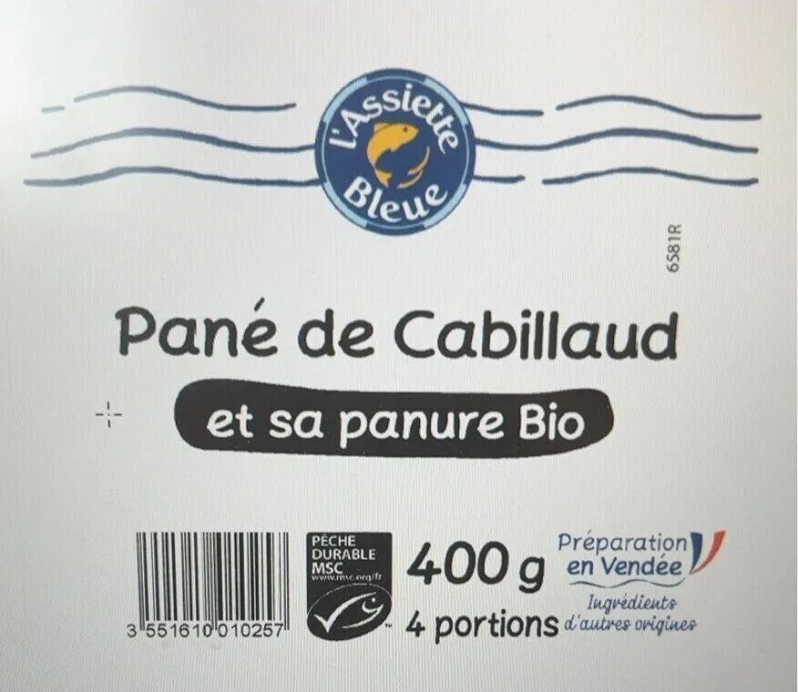 Pané de cabillaud et sa panure Bio