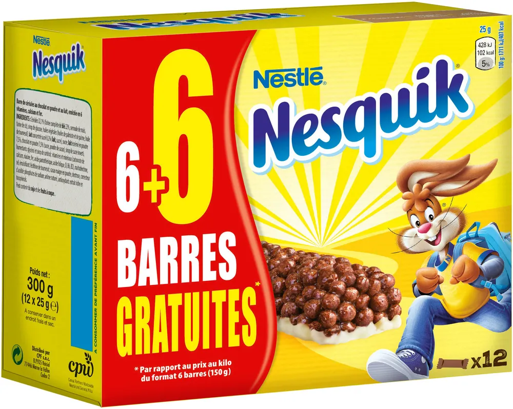 NESQUIK Barres de Céréales 6 x 25g + 6 offertes