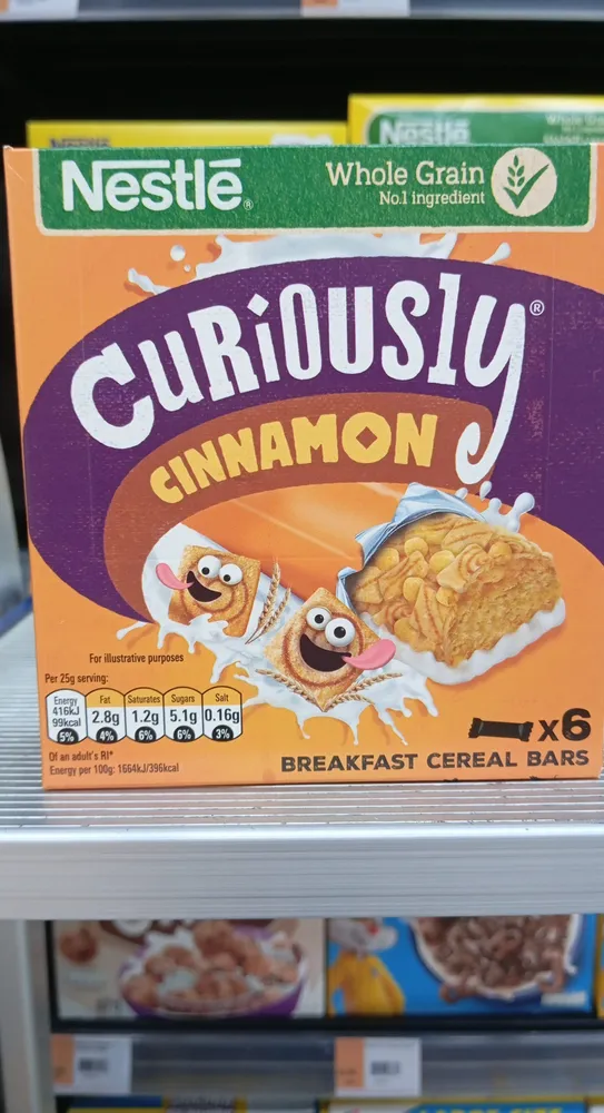 Nestle curiously cinnamon breakfast cereal bar