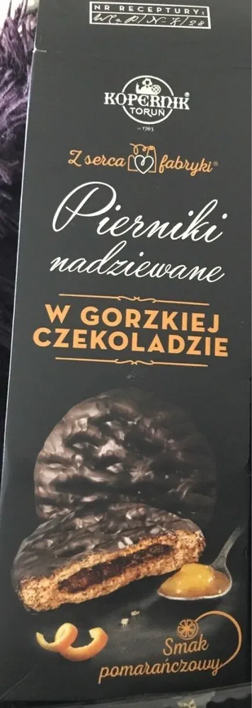Pierniki nadziewane w gorzkiej czekoladzie, smak pomarańczowy