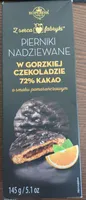 Pierniki nadziewane w gorzkiej czekoladzie 72% kakao o smaku pomarańczowym