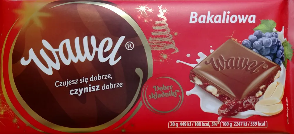 Czekolada mleczna z rodzynkami i orzeszkami arachidowymi