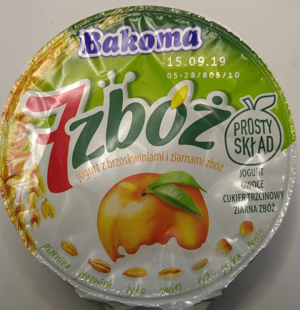 Jogurt 7 zbóż z brzoskwiniami.