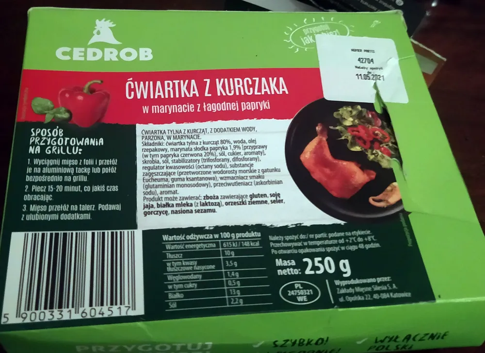 Ćwiartka z kurczaka w marynacie z łagodnej papryki