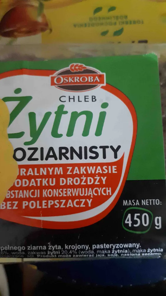 Chleb żytni pełnoziarnisty pasteryzowany