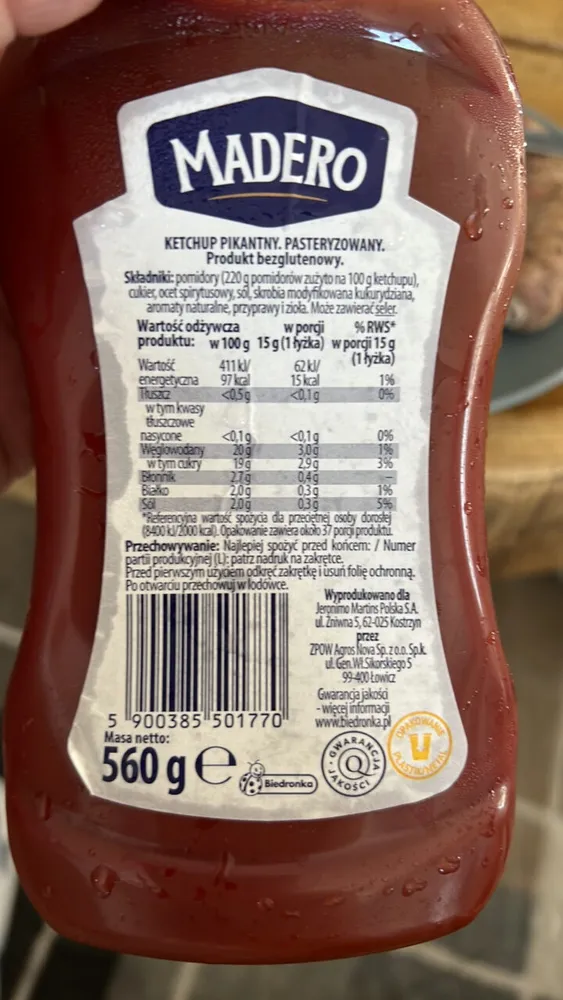 Ketchup pikantny, pasteryzowany