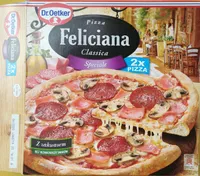 Pizza z szynką, pieczarkami i salami, głęboko mrożona.