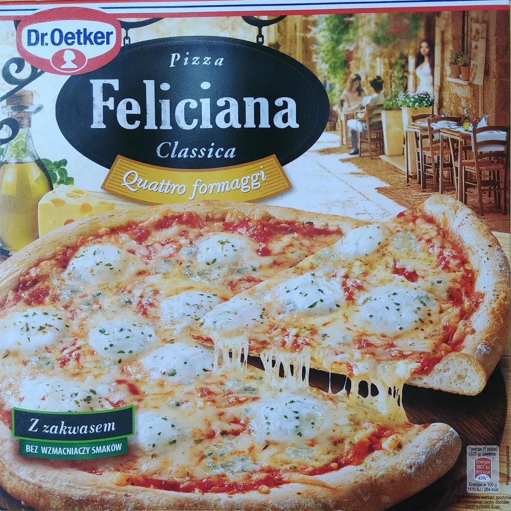 Pizza 4 sery, głęboko mrożona.