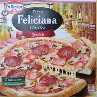 Pizza z szynką, pieczarkami i salami, głęboko mrożona.