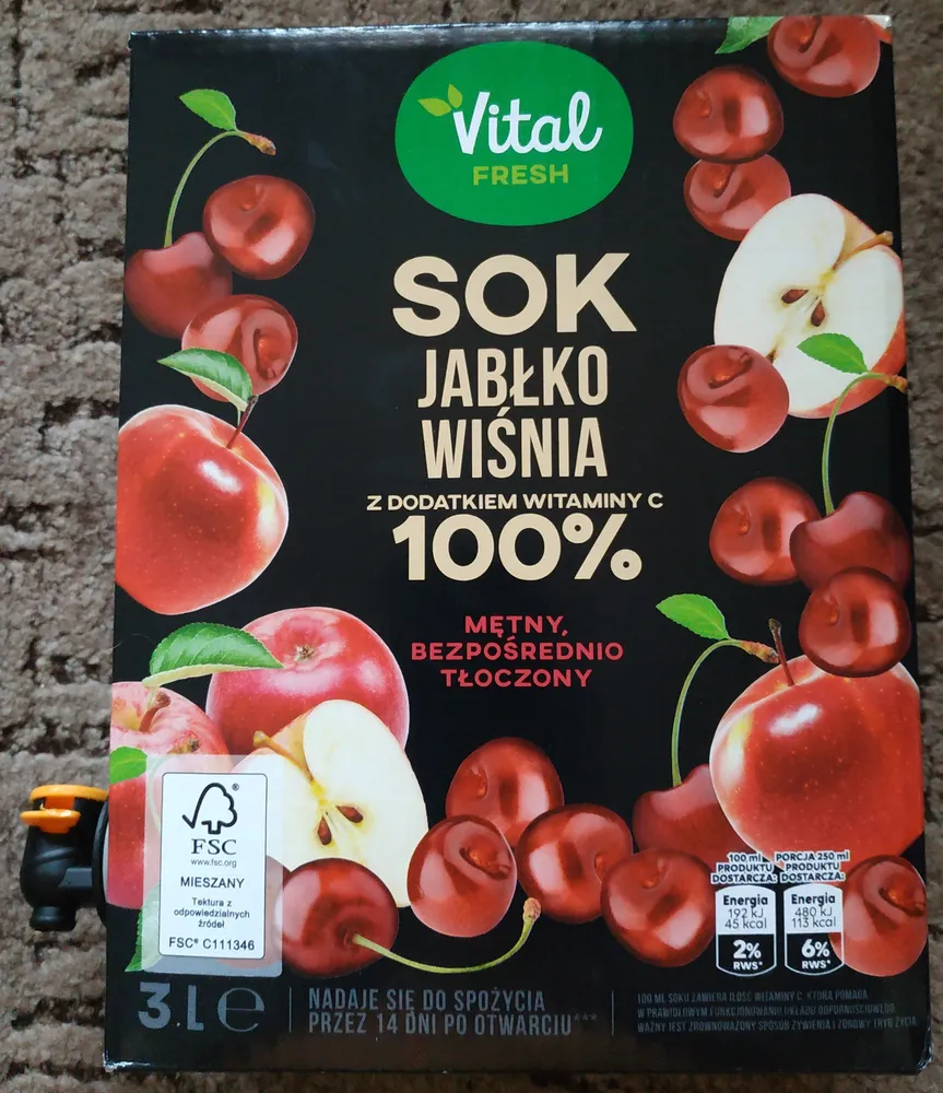 Sok jabłko wiśnia