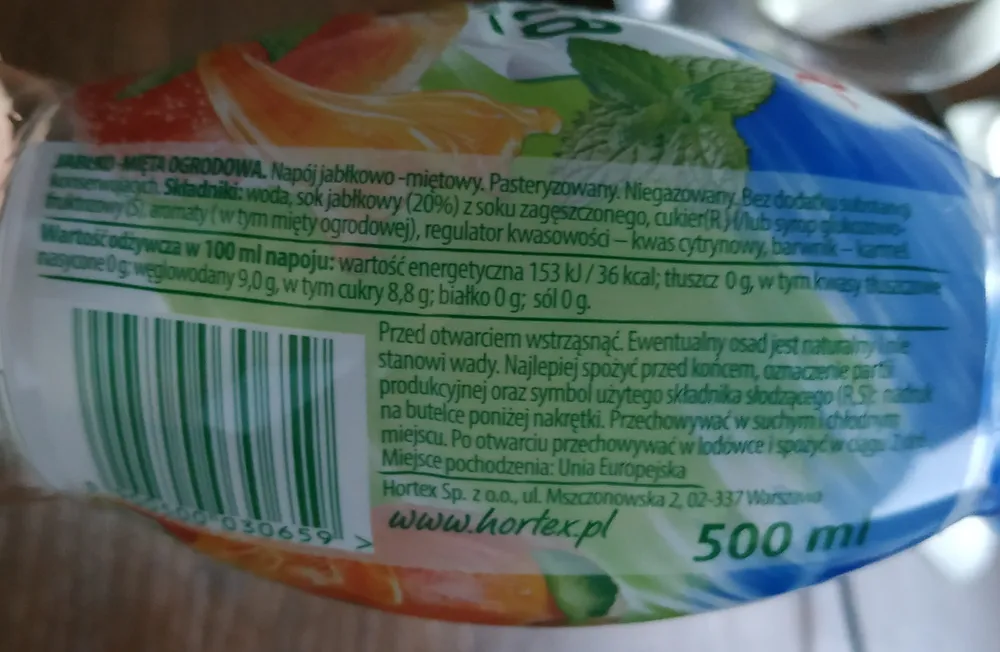 Napój jabłko mięta