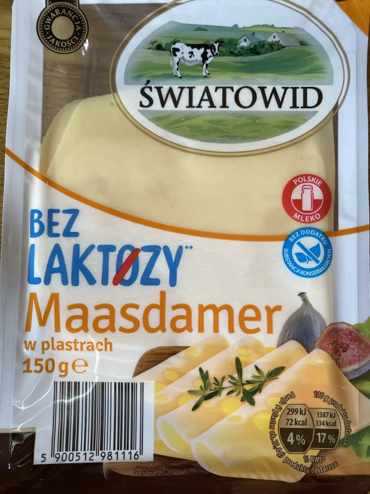 Maasdammer w plastrach bez laktozy