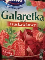 Galaretka o smaku truskawkowym w proszku.