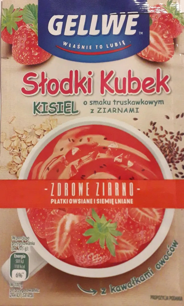 Kisiel o smaku truskawkowym z ziarnami