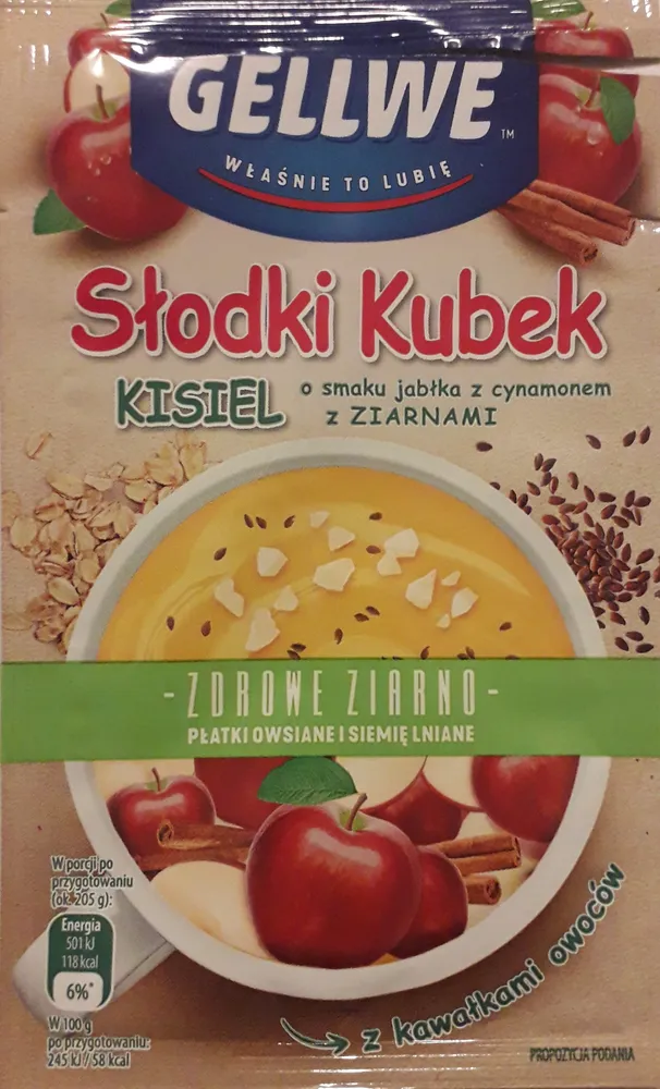 Kisiel o smaku jabłka z cynamonem z ziarnami