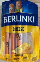 BERLINKI Cooked smoked pork and chicken sausages with cheese, homogenized