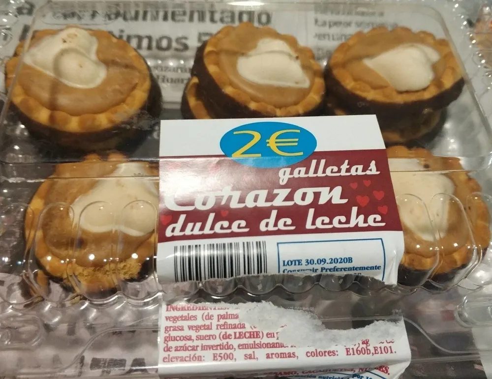 Galletas corazón dulce de leche