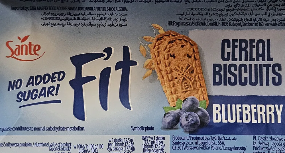 FIT cereal cookies without added sugar, with blueberry