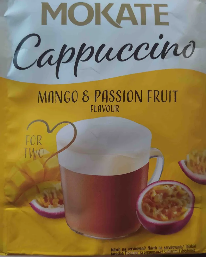 Cappuccino mango and passion fruit flavour