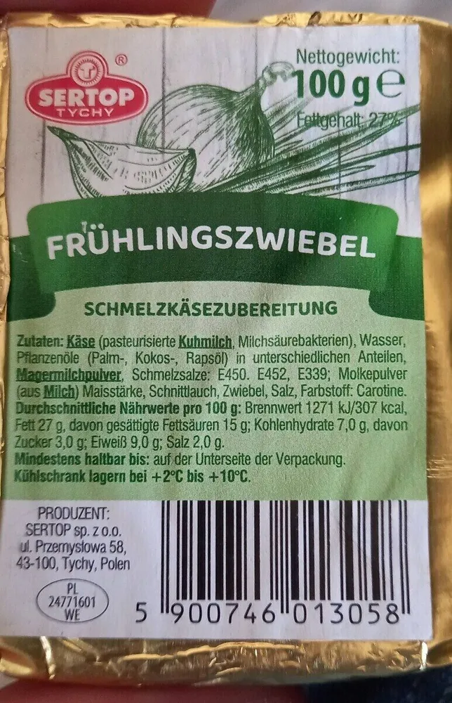 Frühlingszwiebel Schmelzkäsezubereitung
