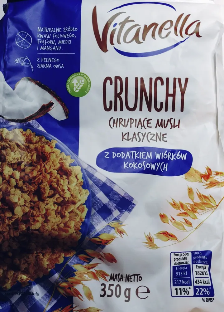Musli chrupkie klasyczne z dodatkiem wiórków kokosowych