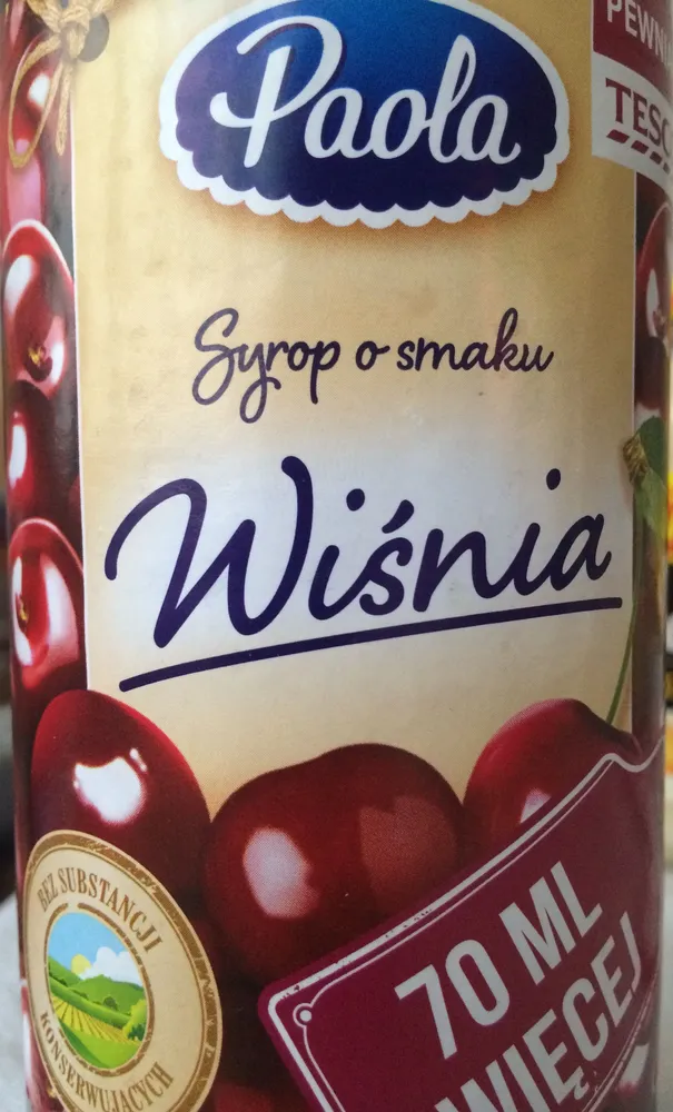 Syrop wysokosłodzony o smaku wiśnia