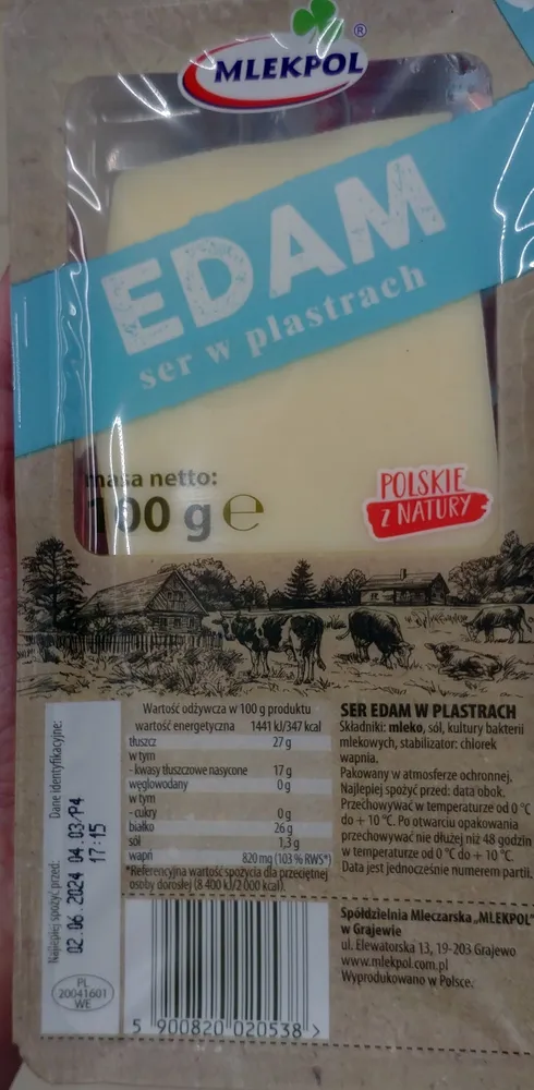 Edam ser w plastrach