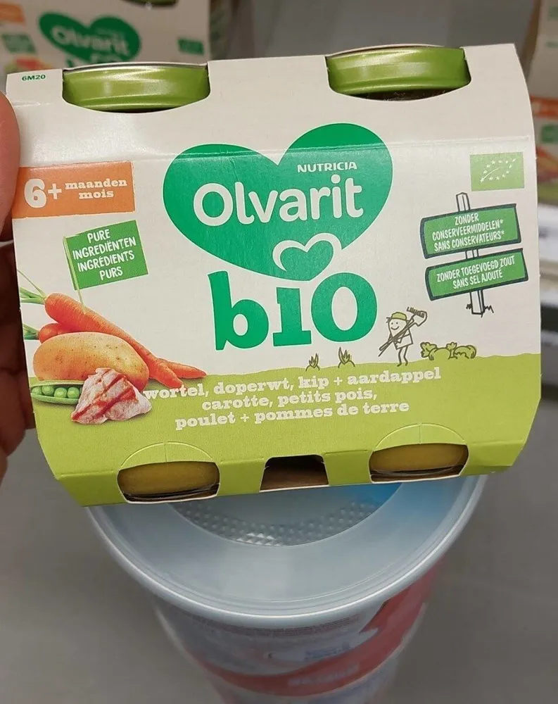 Carotte, petit pois, poulet + pdt