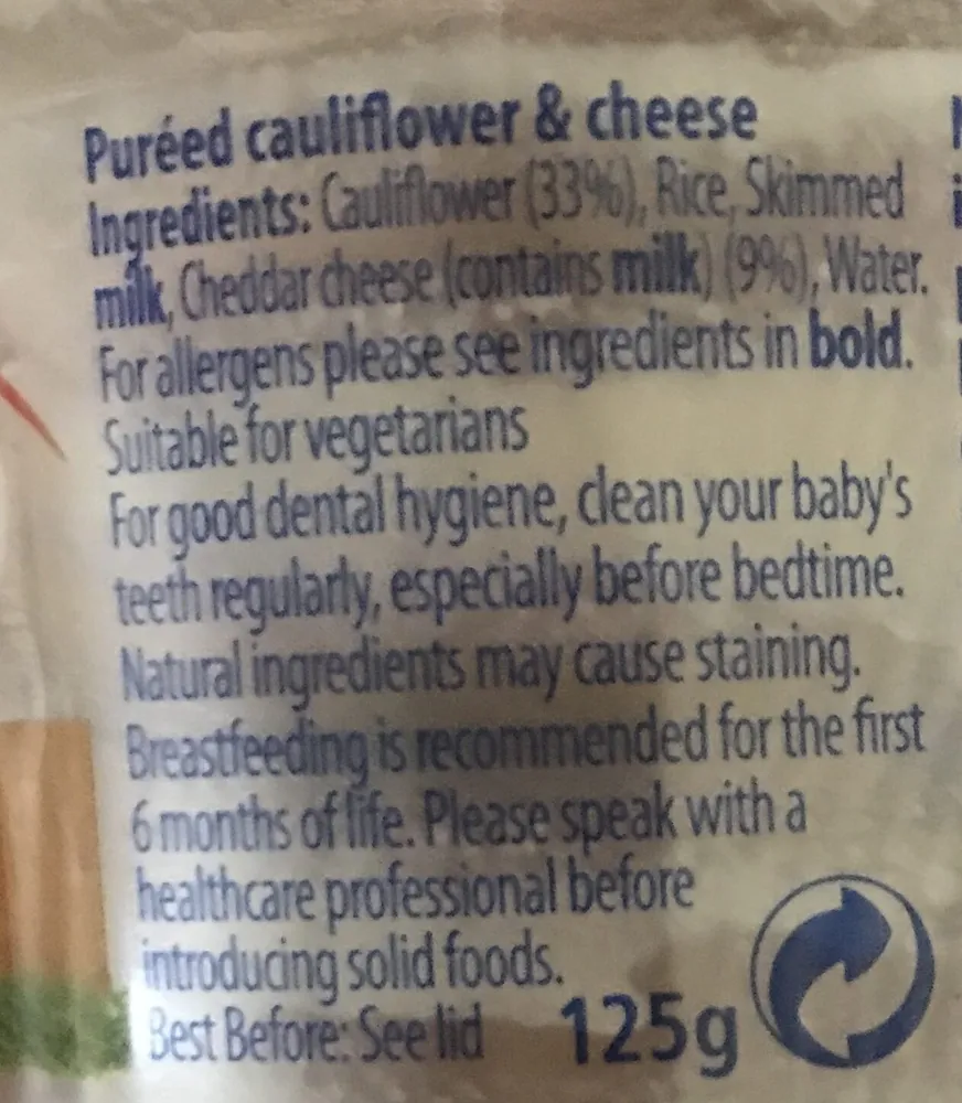 Cow & Gate Caulifower Cheese Baby Food