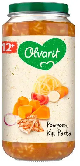 Olvarit 12+ Maanden Pompoen Kip Pasta 250g