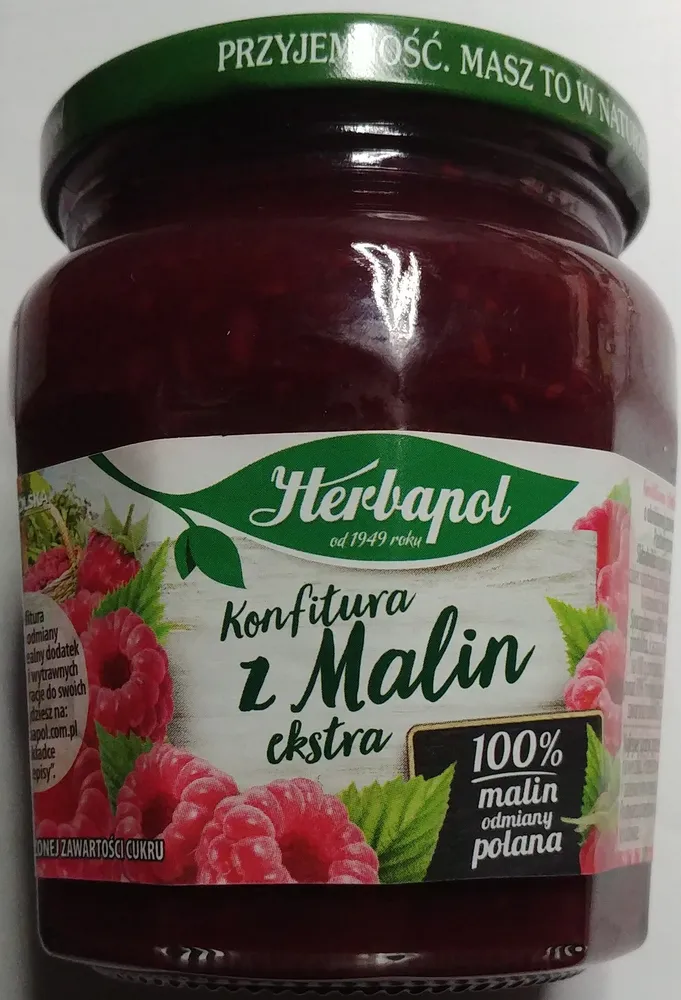 Konfitura z malin ekstra o obniżonej zawartości cukru