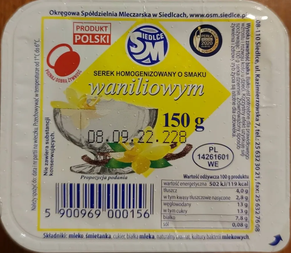 Serek homogenizowany o smaku waniliowym