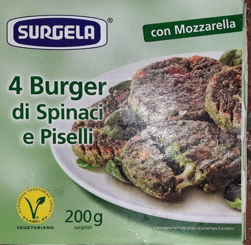 Burger spinaci e piselli