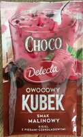 Owocowy kubek smak malinowy kisiel z płatkami czekoladowymi